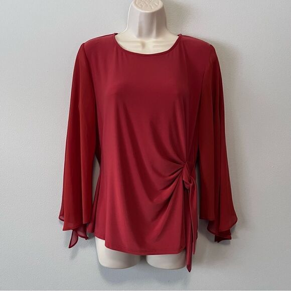 Coco Bianco Burnt Orange Knot Front Blouse Size M - Picture 1 of 6